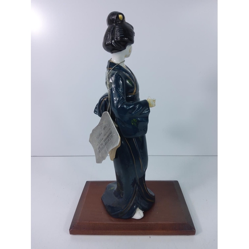 341 - Porcelain Geisha on wooden stand