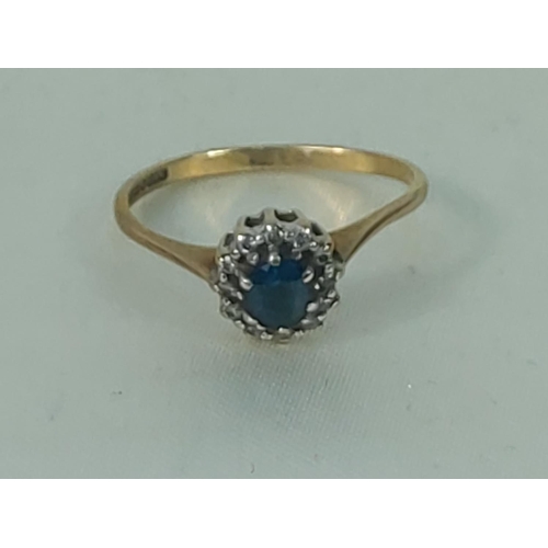 344 - 9ct gold cluster ring, size M, 1.4g gross