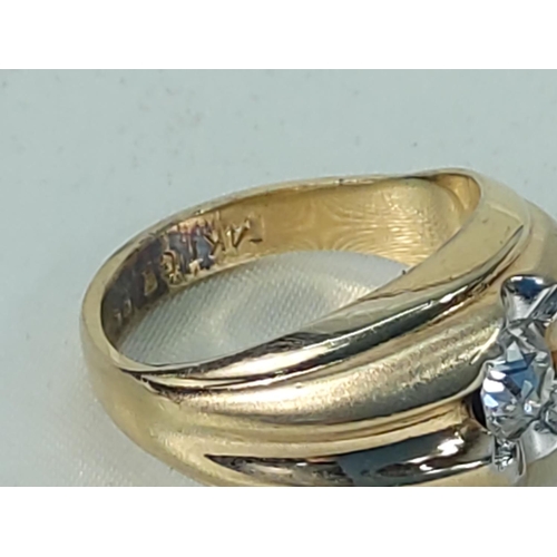 345 - Heavy 14ct gold ring, size Q, 9.9g gross