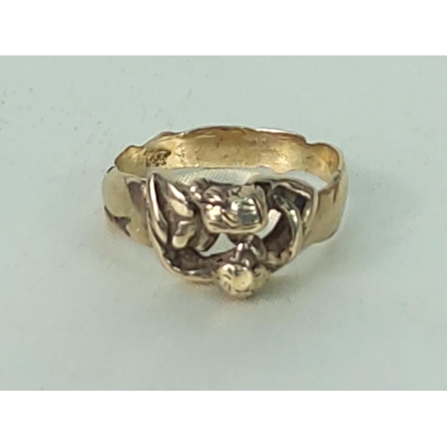 346 - 9ct gold knot ring, size Q, 3.9g gross