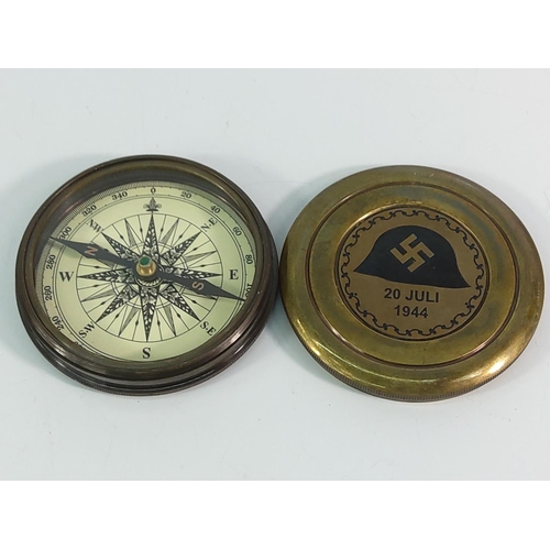 387 - Brass compass with Nazi emblem