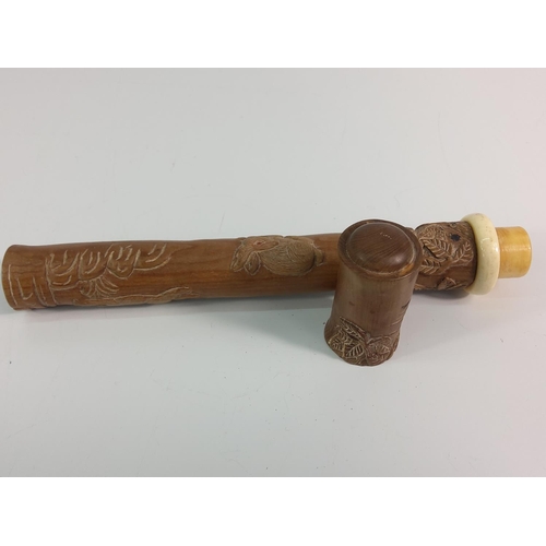 388 - Oriental carved scroll tube