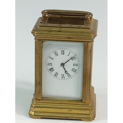 389 - Miniature brass carriage clock AF