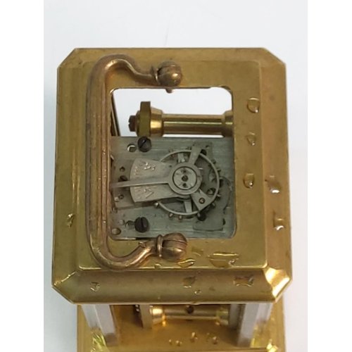 389 - Miniature brass carriage clock AF