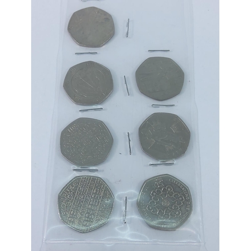 398 - 7 collectable 50 pence pieces