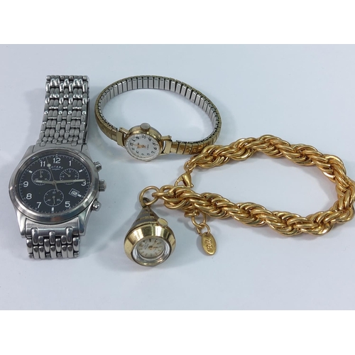 399 - Rotary Chronograph watch, Buler bracelet watch plus one other