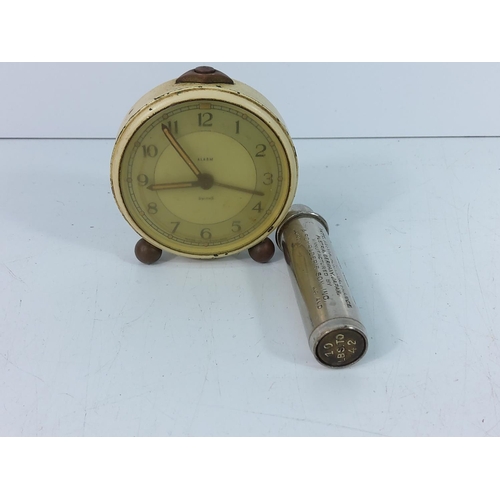 401 - Vintage Smiths alarm clock and tyre pressure gage