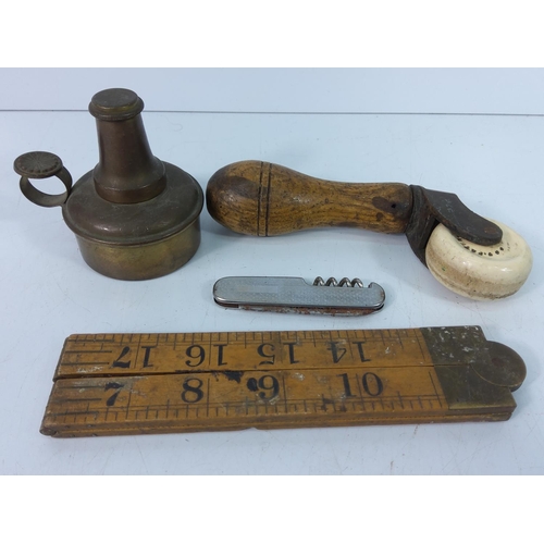 403 - Oil lamp, rule, penknife etc