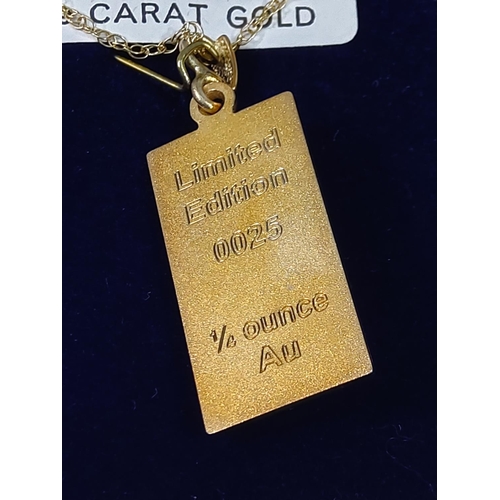 332 - 9ct gold ingot on chain, gross weight 8.9g