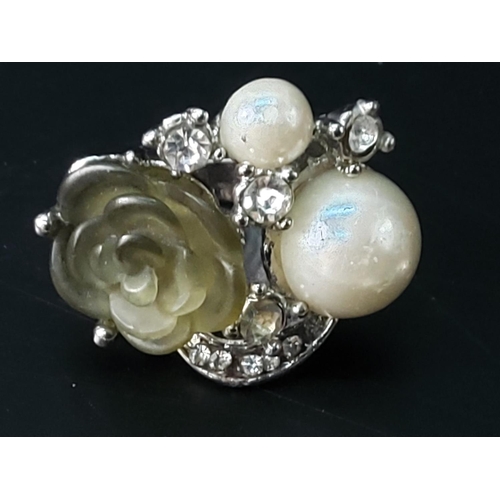 336 - Charm bracelet and charms, 2 ornate silver dress rings and a gold opal set pendant on silver double ... 