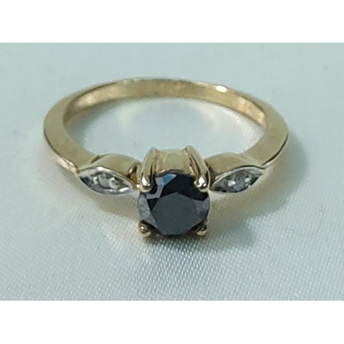 252 - 9ct gold sapphire and diamond ring, size N