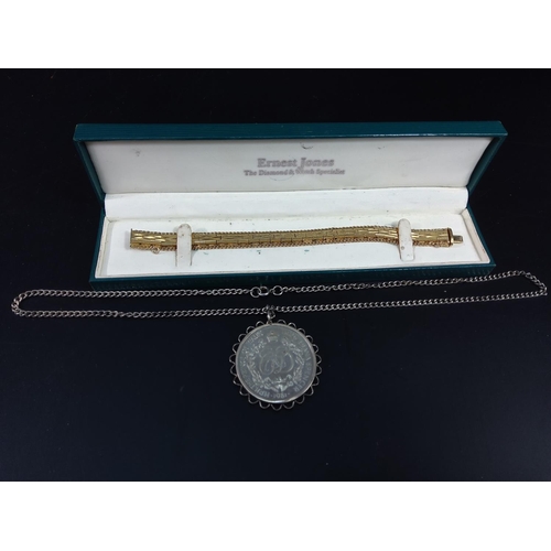 244 - Bracelet and Royal coin pendant on chain