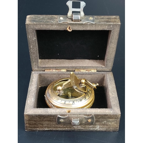 285 - Wooden cased sundial compass