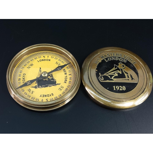288 - Brass compass with HMV logo