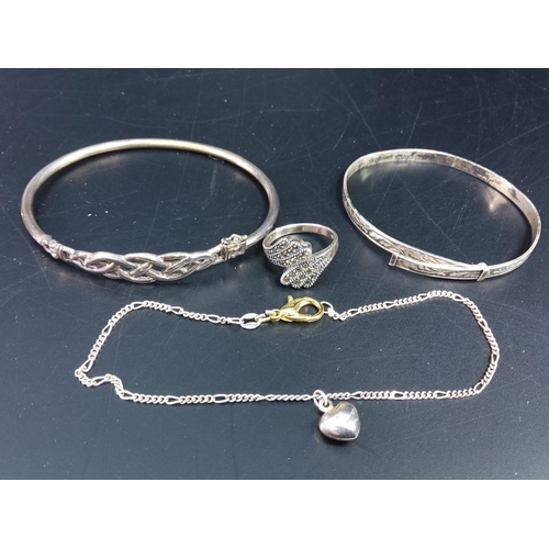 295 - 2 silver bracelets and a ring