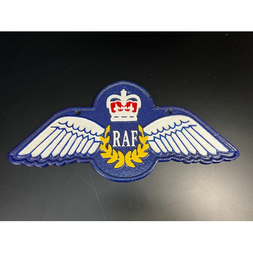 27 - Cast metal RAF sign - 35 X 17CM