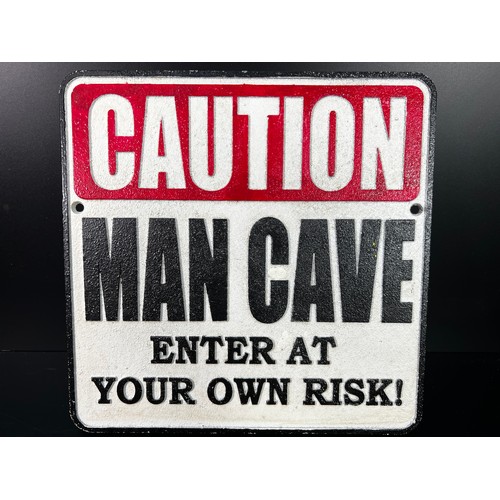 48 - Cast metal man cave sign - 25 X 25CM