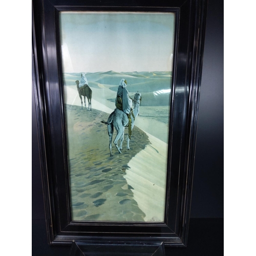 80 - 2 framed desert scene pictures, largest 74 x 43cms