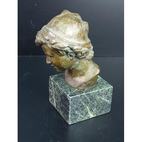 87 - Bronze bust of a lady on marble base, 13cms in height