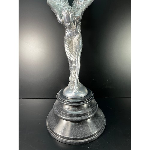 112 - Large Spirit of Ecstasy figure on marble base - 78CM Tall made from cast aluminium