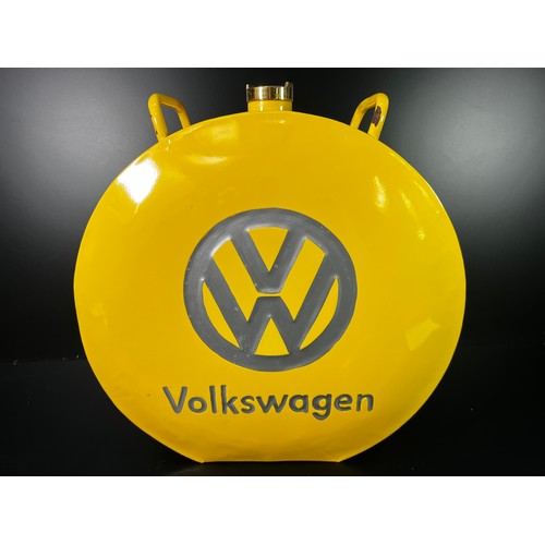 160 - Round yellow VW oil can - 36 X 36 X 14CM