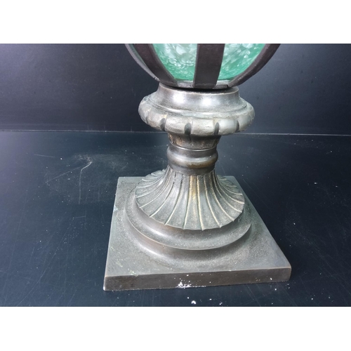 101 - Centrepiece vase with metal base, 32cms in height x 38cms in diameter