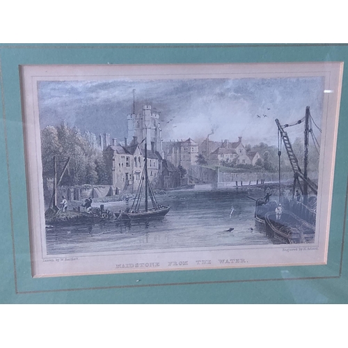 125 - 7 antique framed engravings of Maidstone, 27 x 24cms