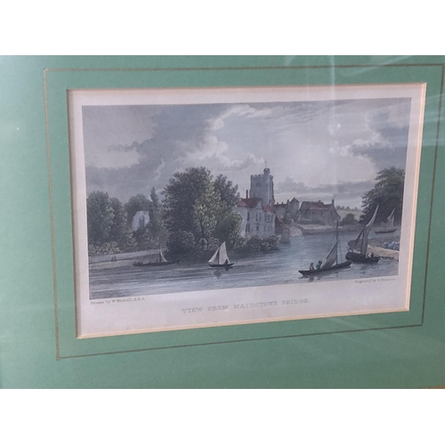 125 - 7 antique framed engravings of Maidstone, 27 x 24cms