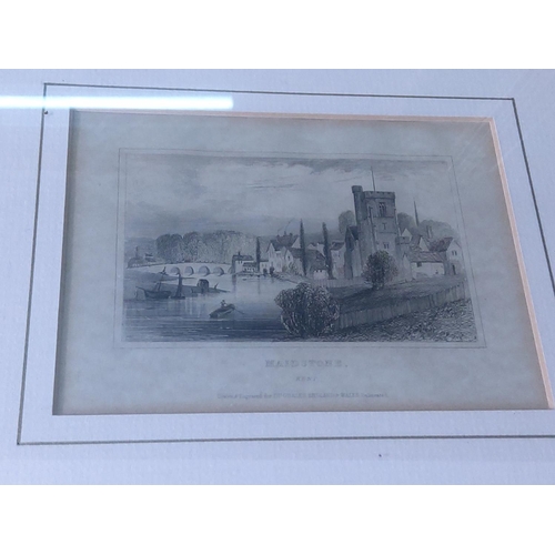 125 - 7 antique framed engravings of Maidstone, 27 x 24cms