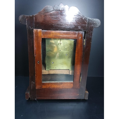 195 - Antique mahogany cased bracket clock with fusee movement, no key or pendulum