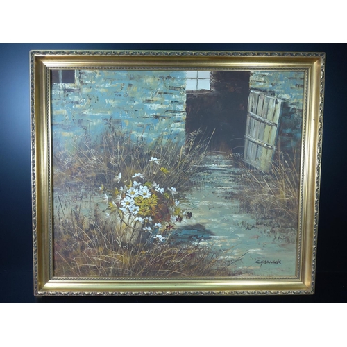 214 - Gilt framed oil on canvas by Chadwick, 69 x 60cms