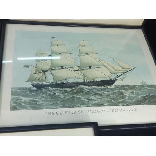 200 - 5 framed Ship prints, 32 x 42cms