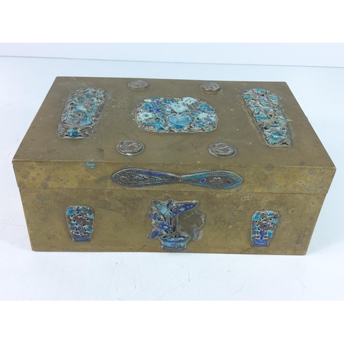 181 - Early 20th Century brass and enamel Oriental box