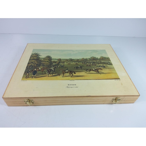 61 - Wooden box with Epson picture on the lid