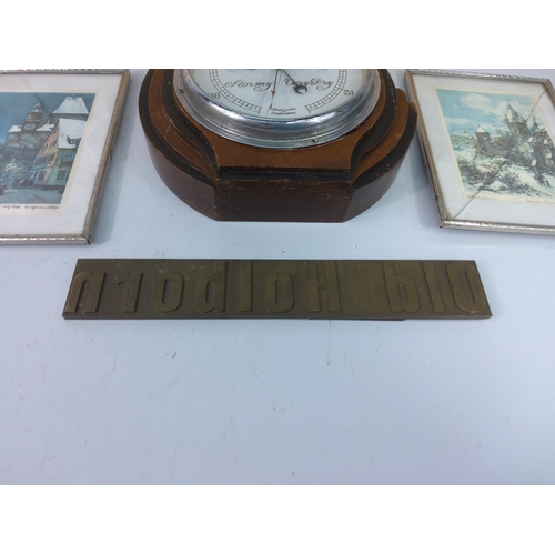 152 - 2 planes, and weight, a print block, barometer and pictures