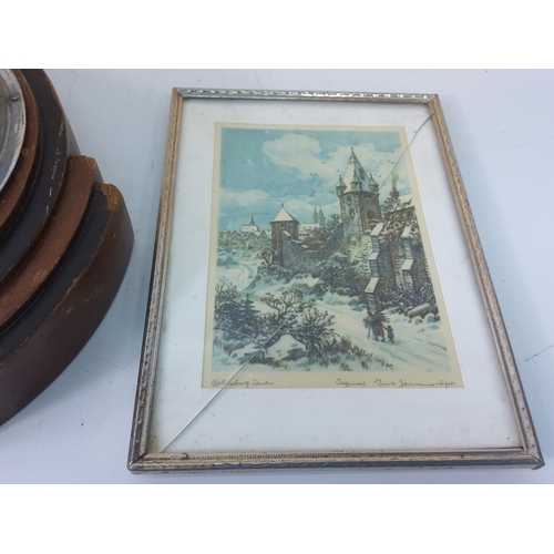 152 - 2 planes, and weight, a print block, barometer and pictures