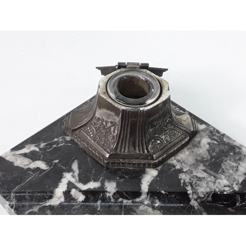 305 - Vintage inkwell on marble base