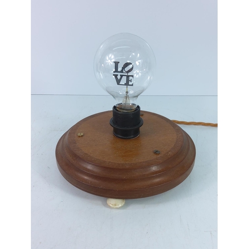 153 - Light up 'love' lamp on wooden base