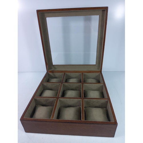 307 - Leather 9 watch display case