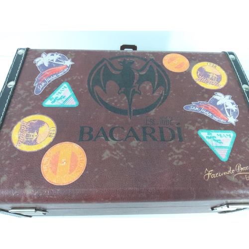 316 - Vintage style Bacardi case with jewellery, watches and interesting items