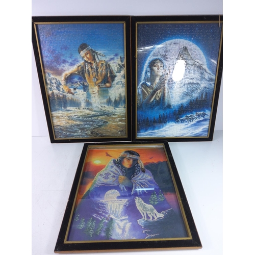 78 - 6 framed puzzles and needlepoints, largest being 73 x 53cms