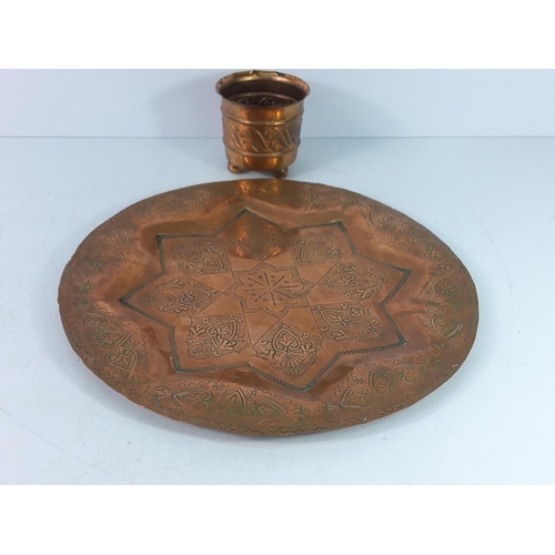 64 - Copper plate and dish