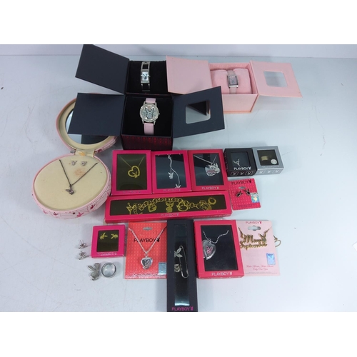 301 - Qty of various Playboy jewellery, Playboy watches and 2 vanity sets