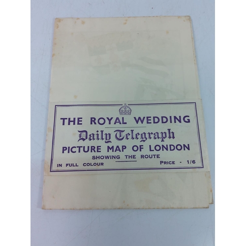 145 - The Royal Wedding 1947 Daily Telegraph picture map of London, showing the route and including the sl... 