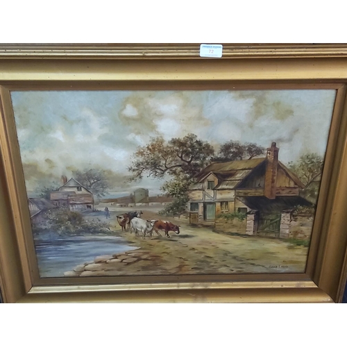 72 - Pair of large gilt framed oil paintings by Annie Elliott, 78 x 62cms