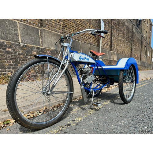 8 - Retro Tricycle made on a Schwinn frame with small petrol engine believed to be 49cc in lovely condit... 