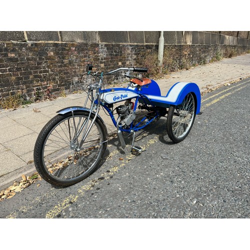 8 - Retro Tricycle made on a Schwinn frame with small petrol engine believed to be 49cc in lovely condit... 