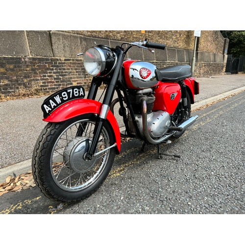 25 - 1963 BSA A65 (first year of A65) in red, 650cc electronic ignition, AAW978A, 59288 miles,  2 keys- M... 