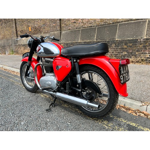 25 - 1963 BSA A65 (first year of A65) in red, 650cc electronic ignition, AAW978A, 59288 miles,  2 keys- M... 