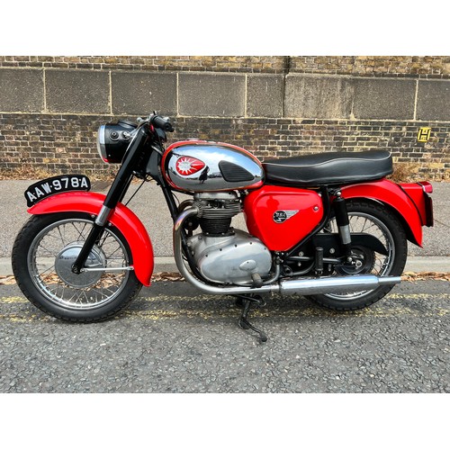 25 - 1963 BSA A65 (first year of A65) in red, 650cc electronic ignition, AAW978A, 59288 miles,  2 keys- M... 